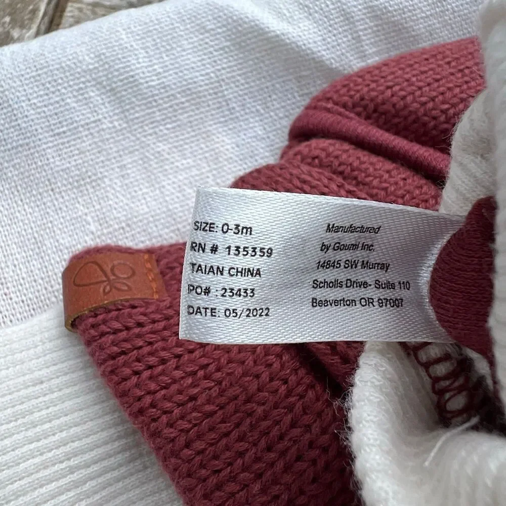 NEW Goumi Kids Cocoa Knit Baby Mitts 0-3 mo Organic Cotton Red Fall Gloves